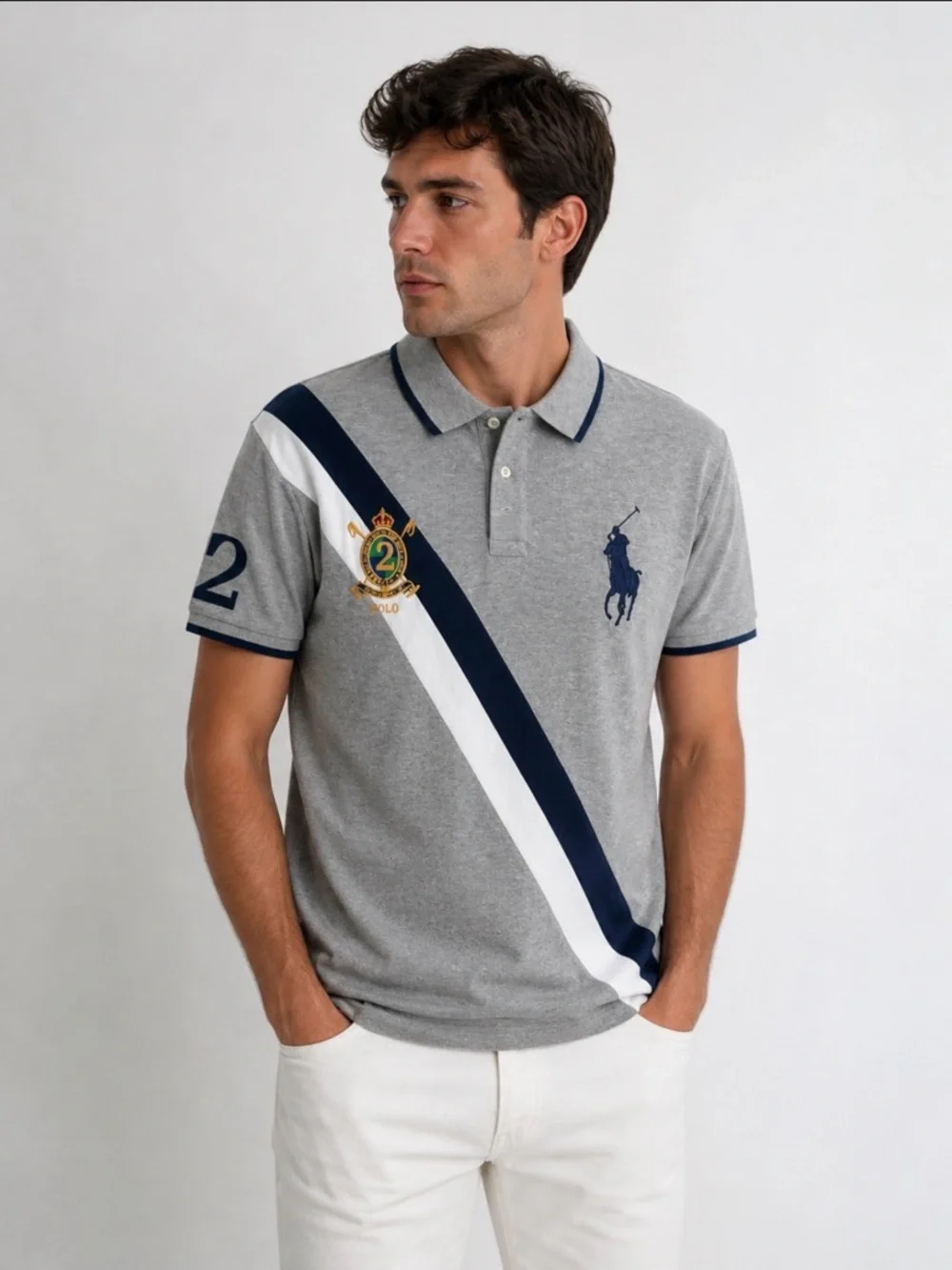 Polo Ralph Lauren Big Pony Custom Slim Fit Polo Shirt Embroidery Logo Size XL